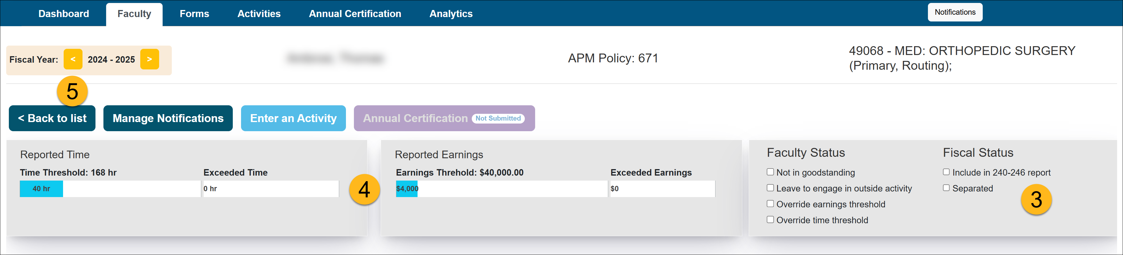 options for Faculty Status and Fiscal Status