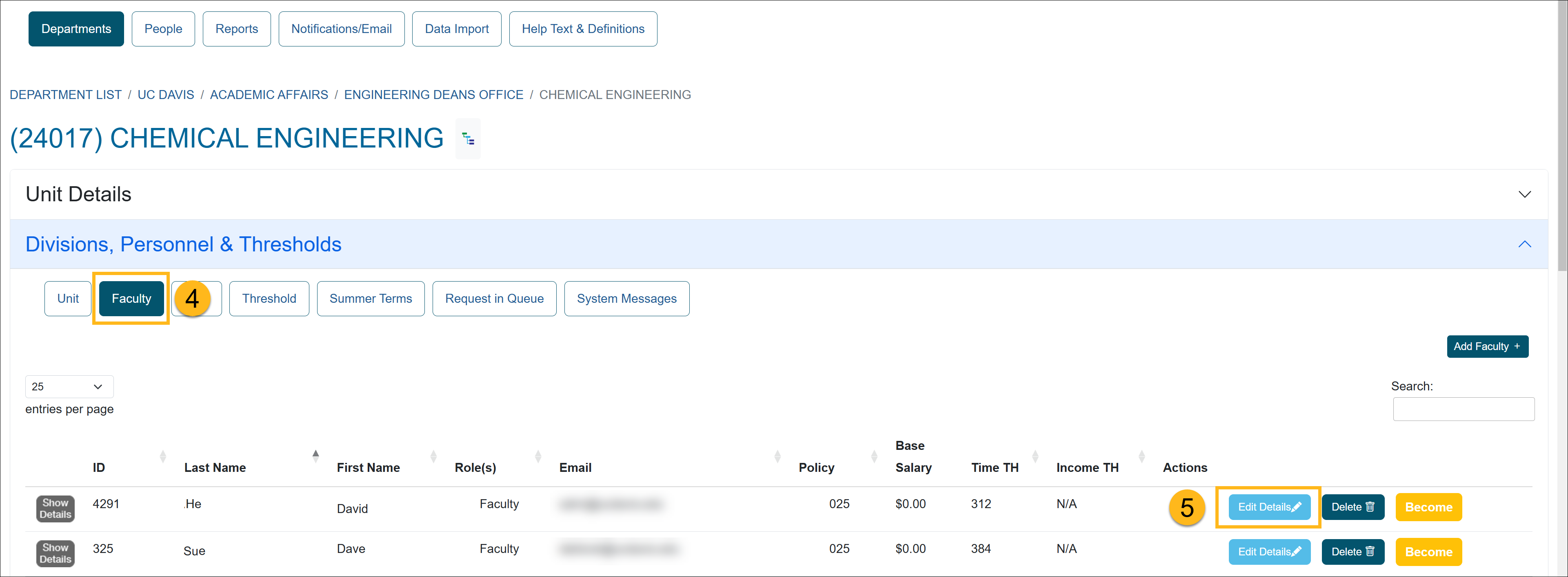 faculty tab page