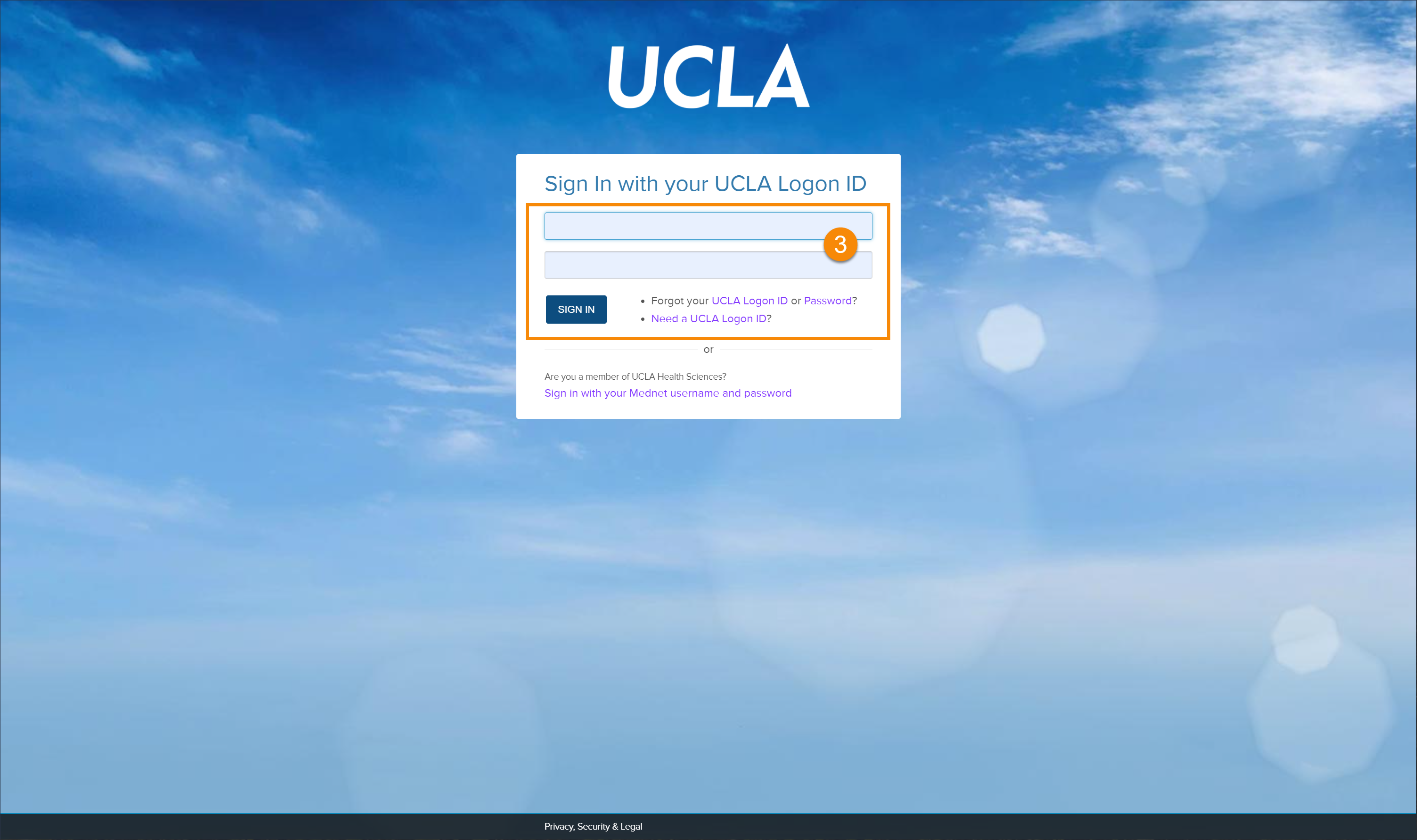 log in page to input campus credentials