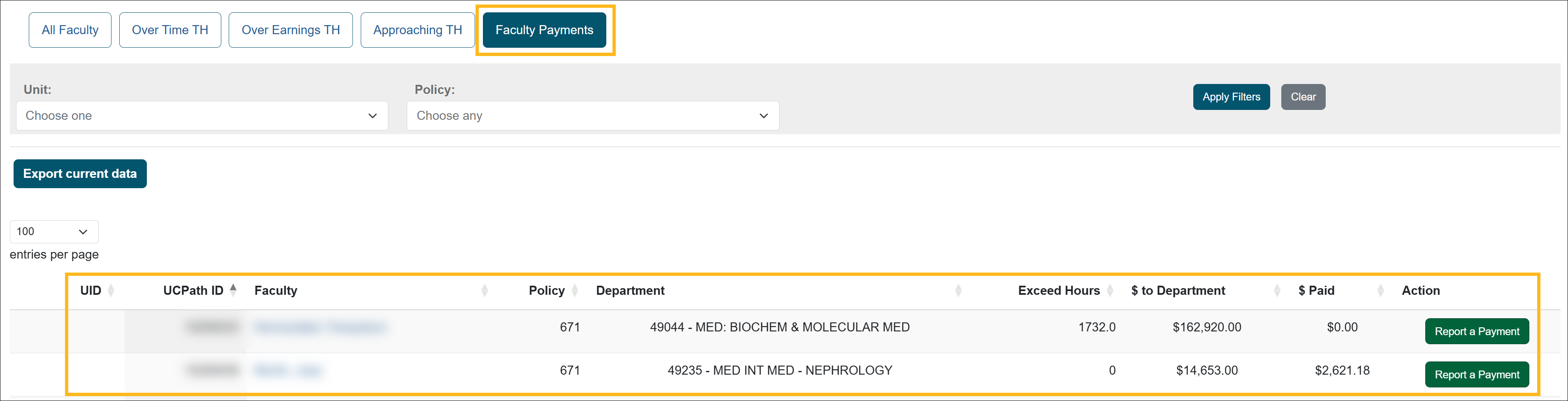 example of an Approaching Threshold warning sent to a faculty member that is close to exceeding their time threshold