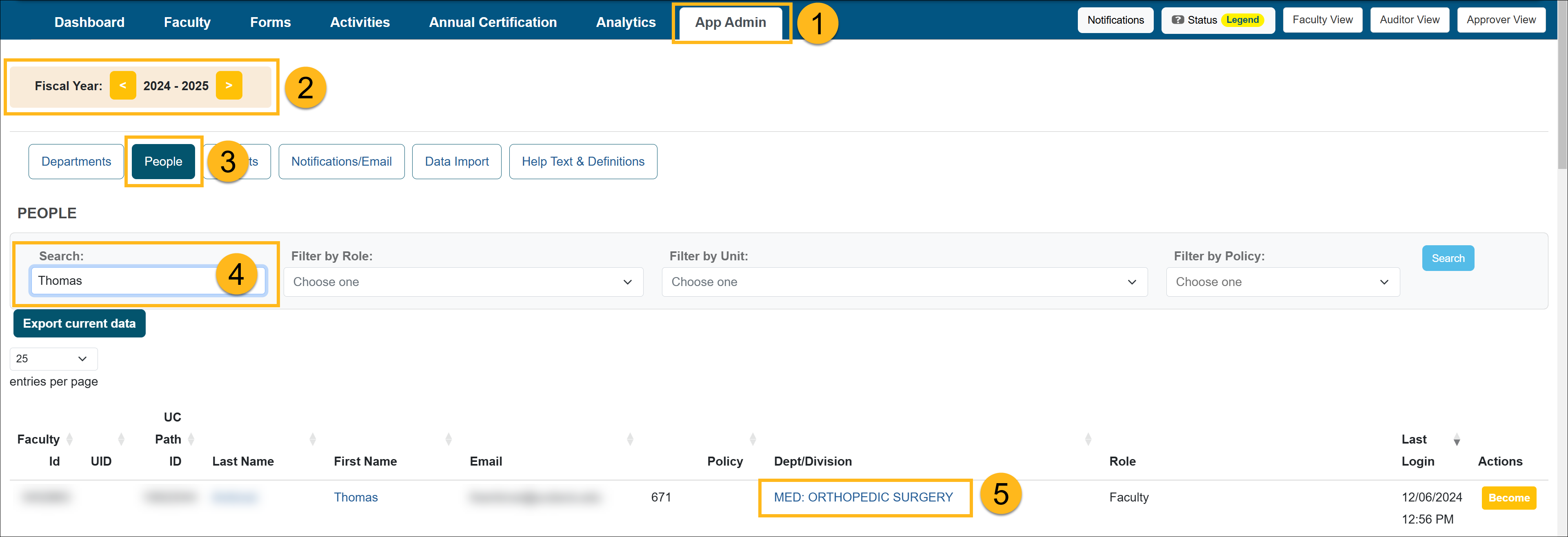 Application Administrator workspace page