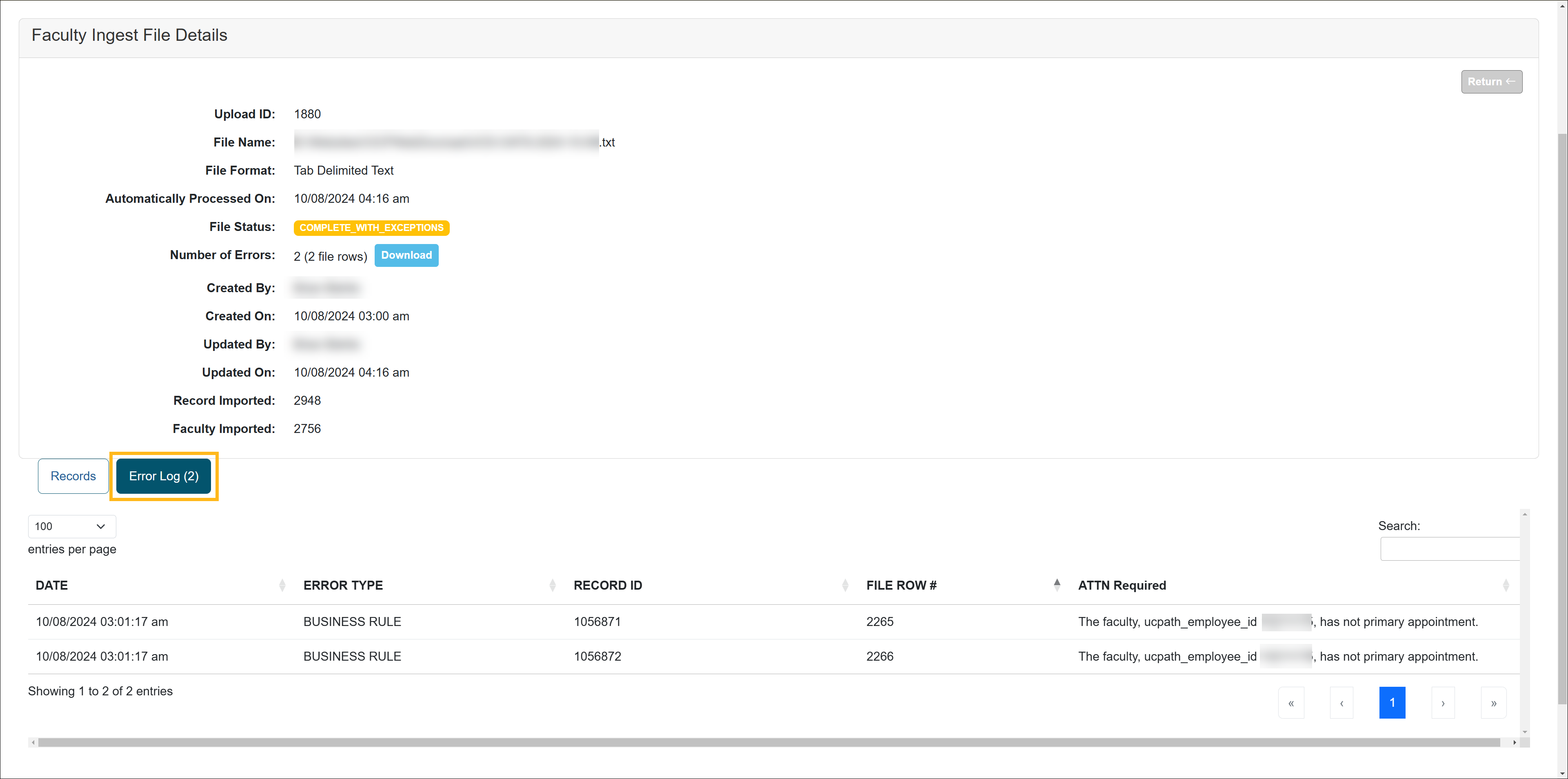 faculty ingest file details