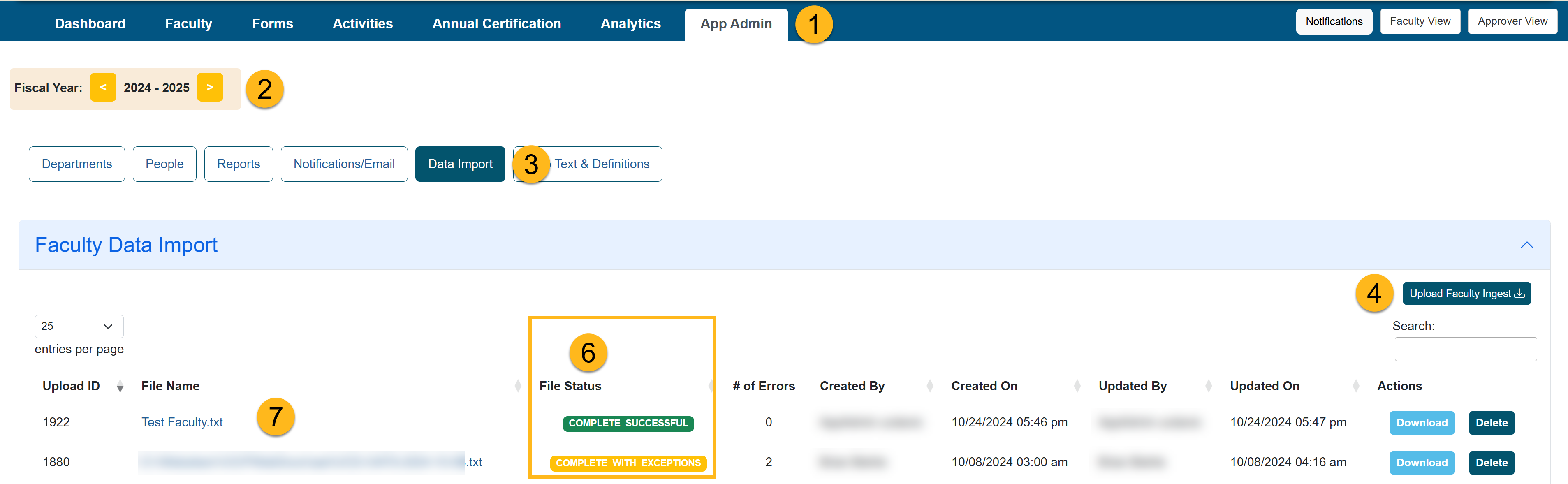 Application Administrator workspace page