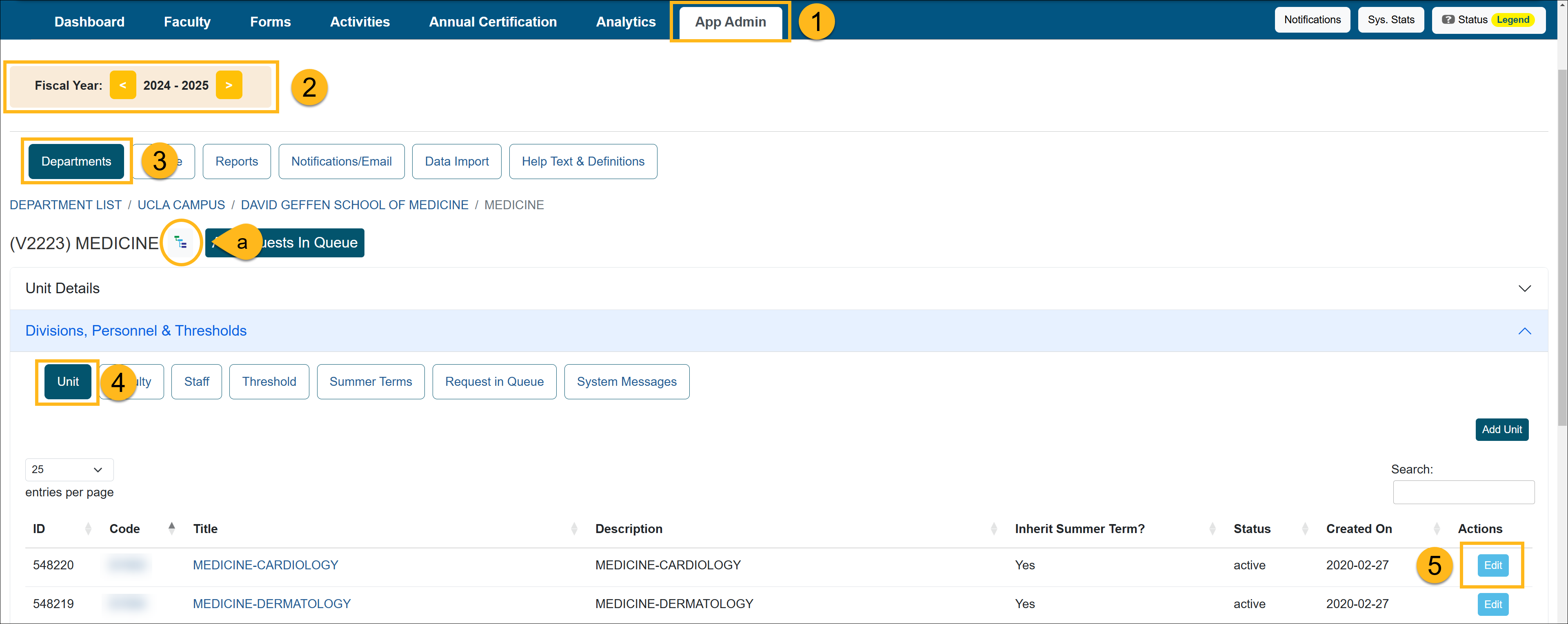 Application Administrator workspace page