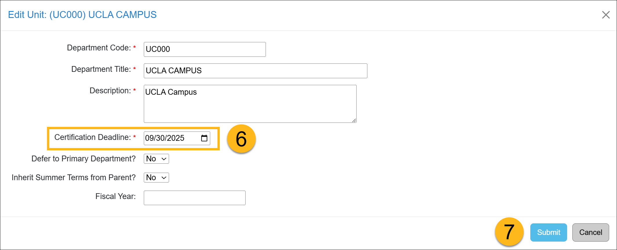 editing the annual certification date when editing unit