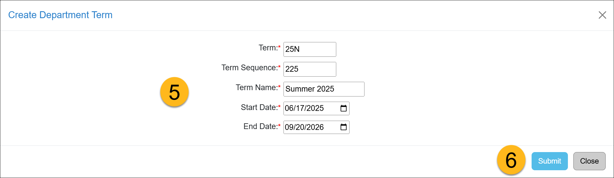 form for creating a new term