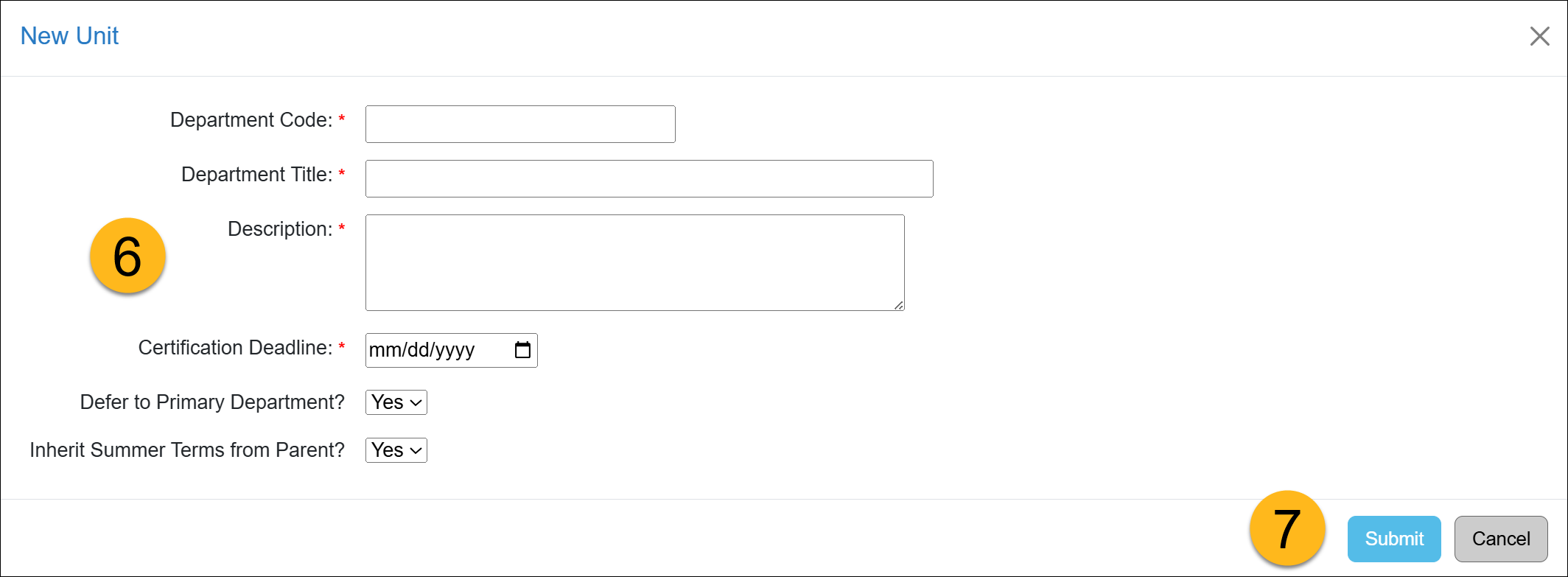 Application Administrator Department section