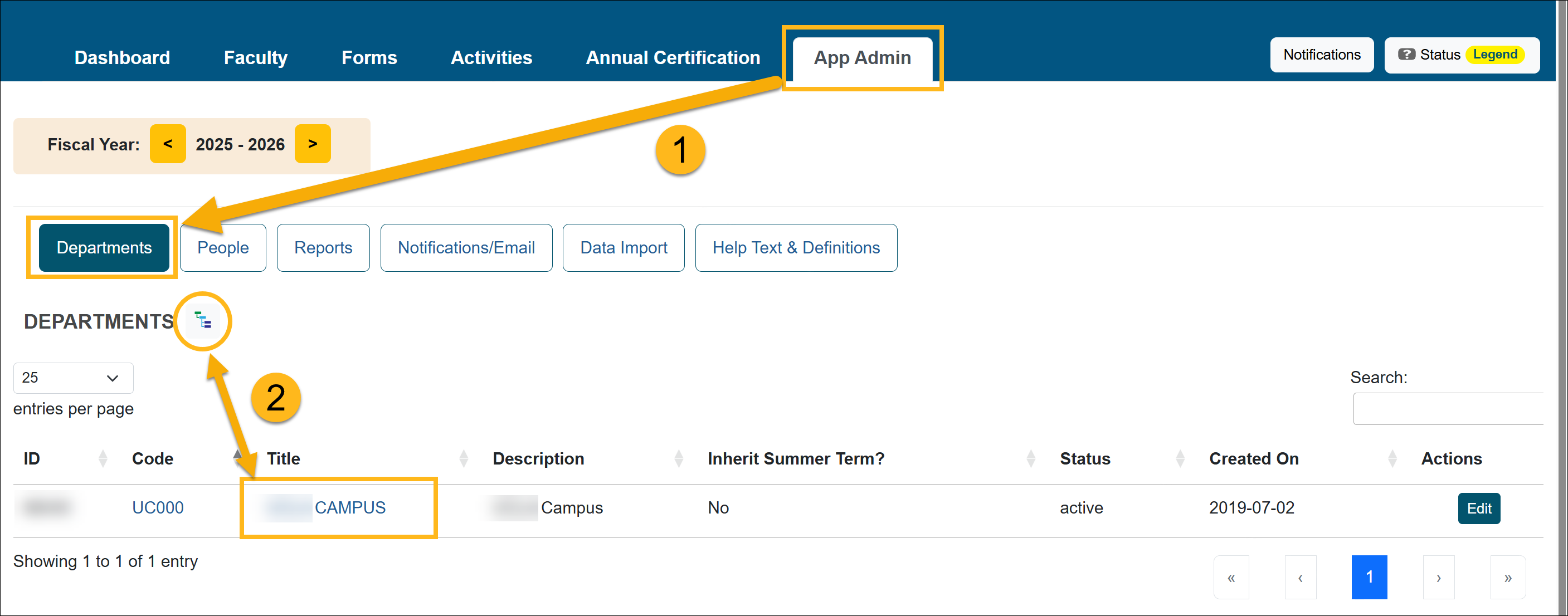 App Admin Departments