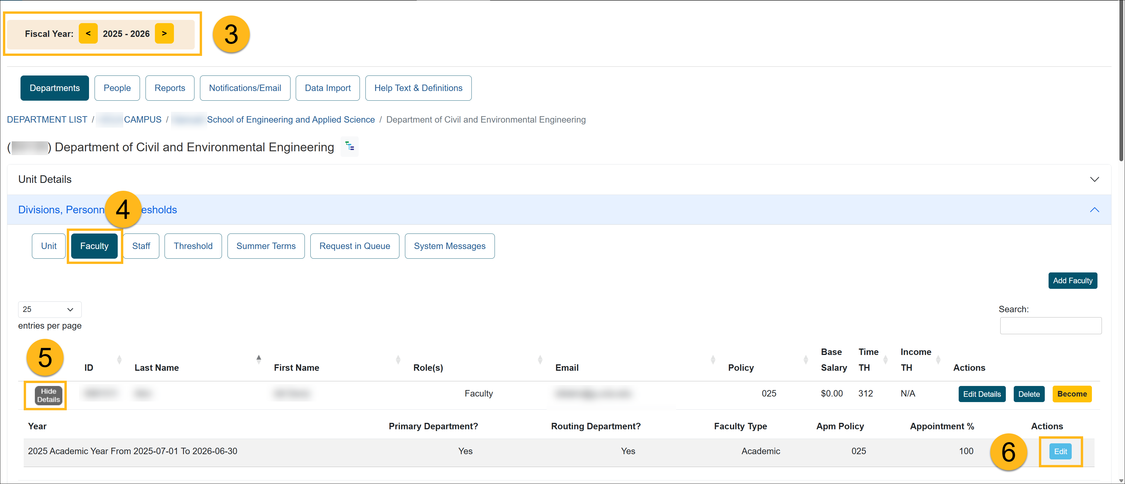 Department - Add Faculty option