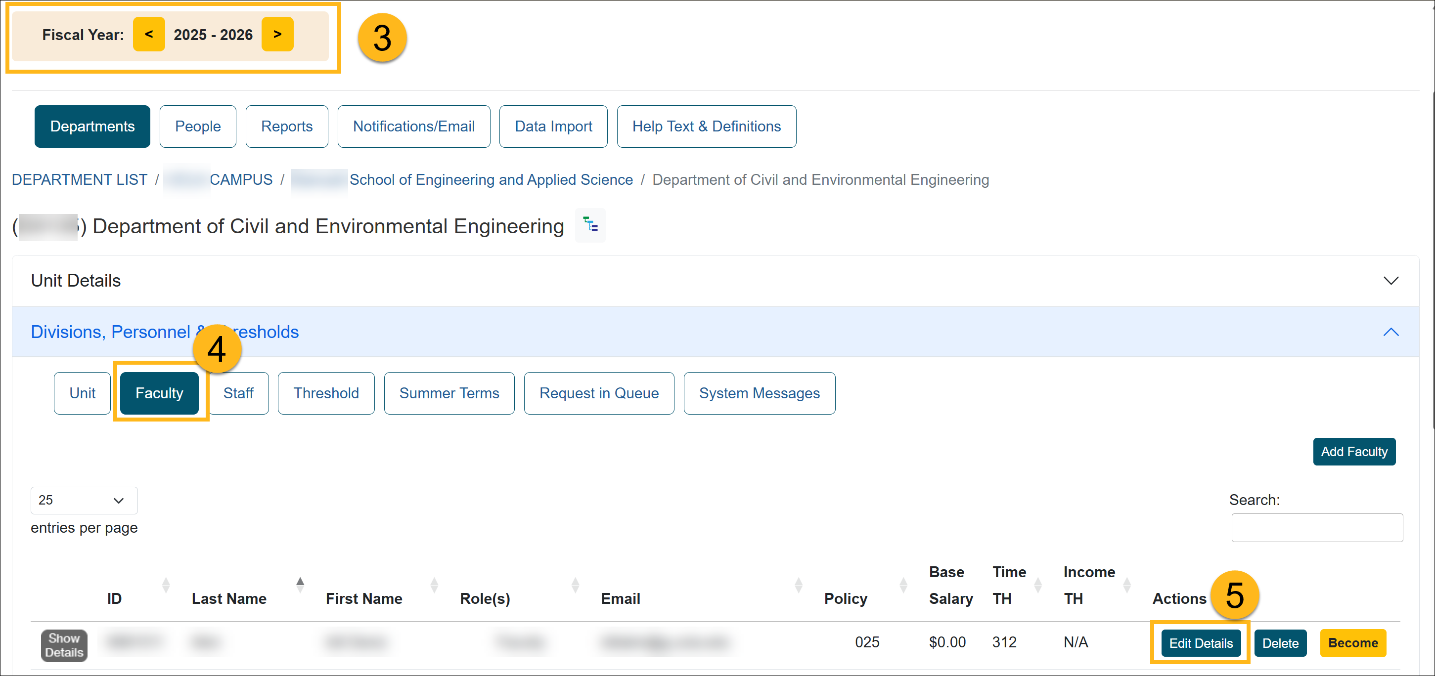 Department - Add Faculty option