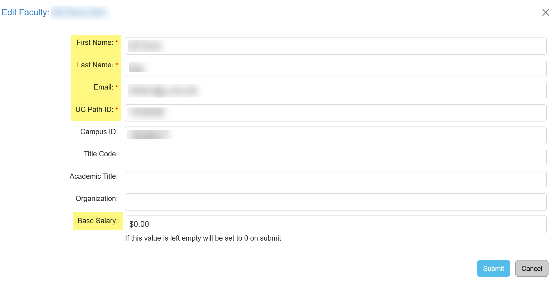 Department - Add Faculty option