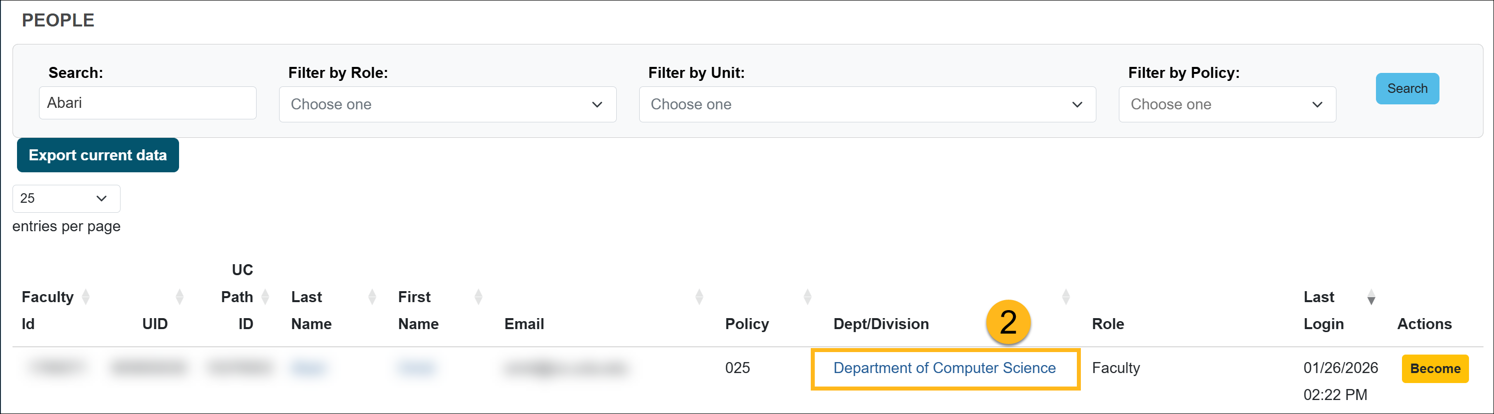 App Admin Departments