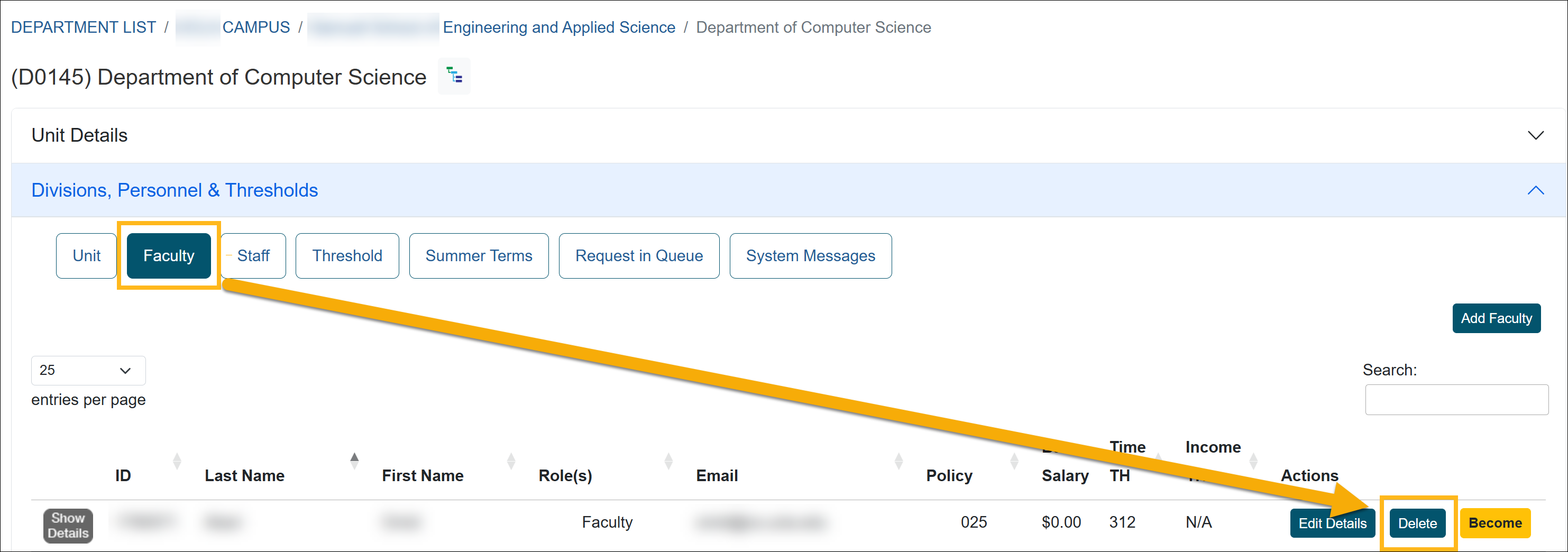 App Admin Departments