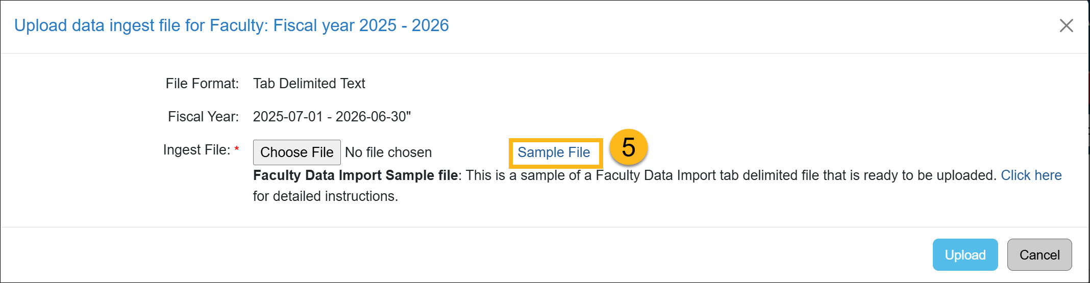 Faculty data import sample file