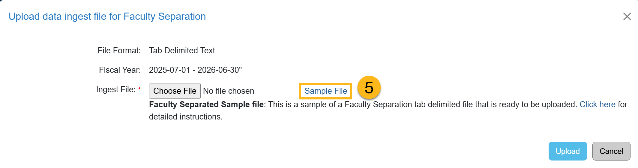 Faculty Separation Sample File option