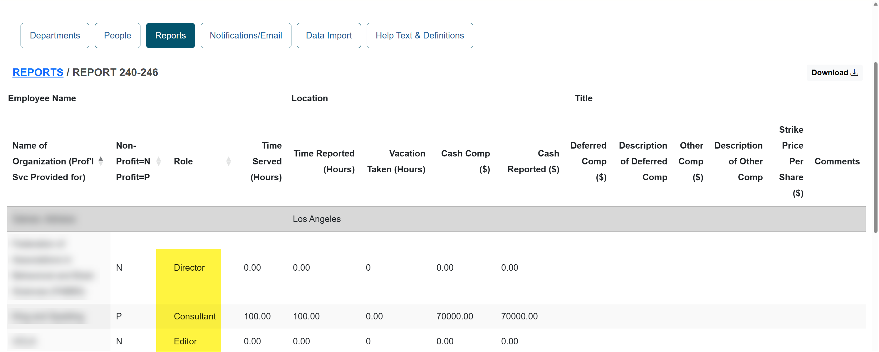 Example of a 240-246 report