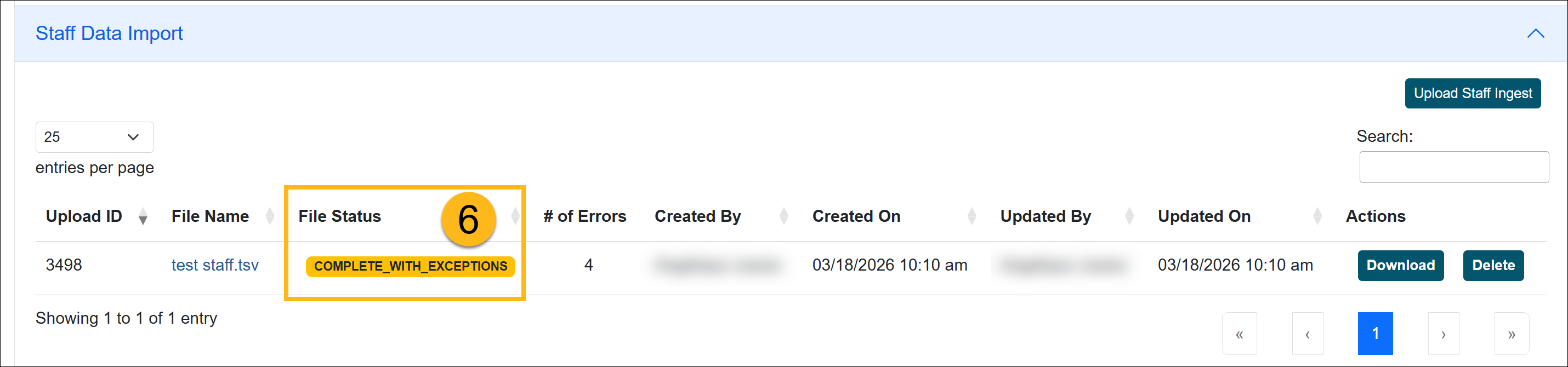 Staff data import choose file option