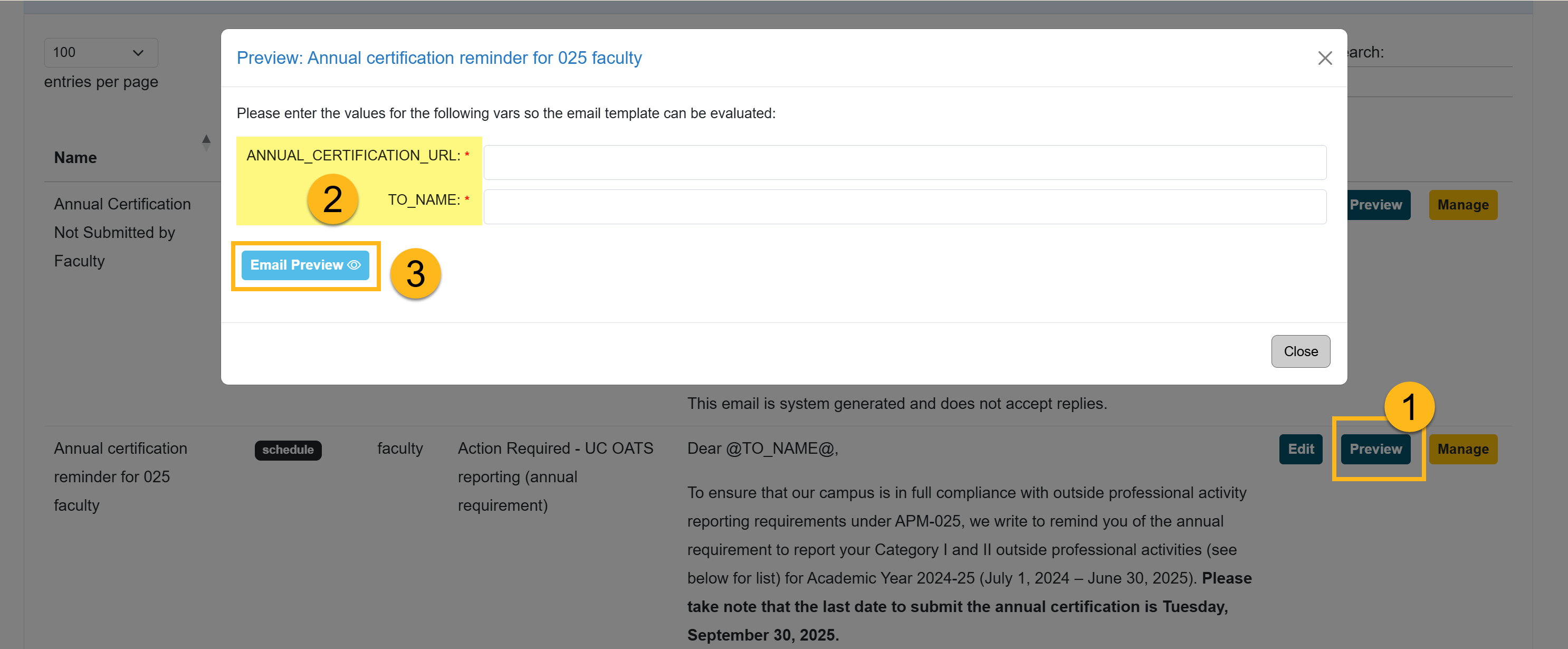 Email template preview