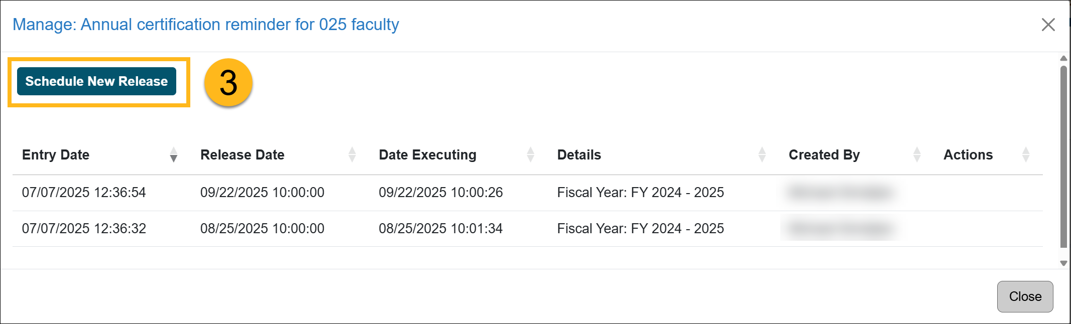 notifications/email schedule release