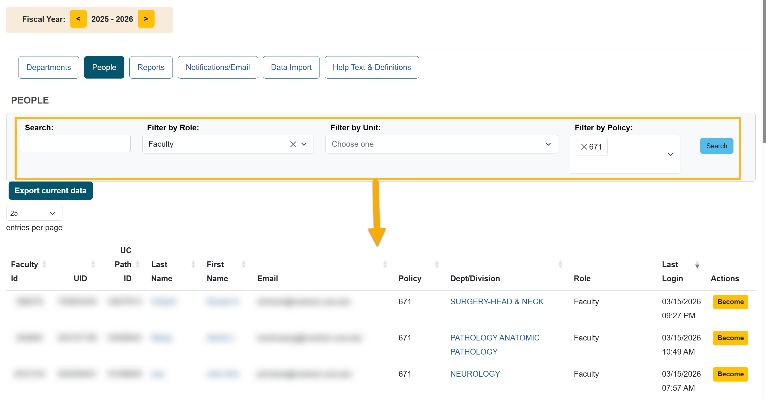 People section of App Admin