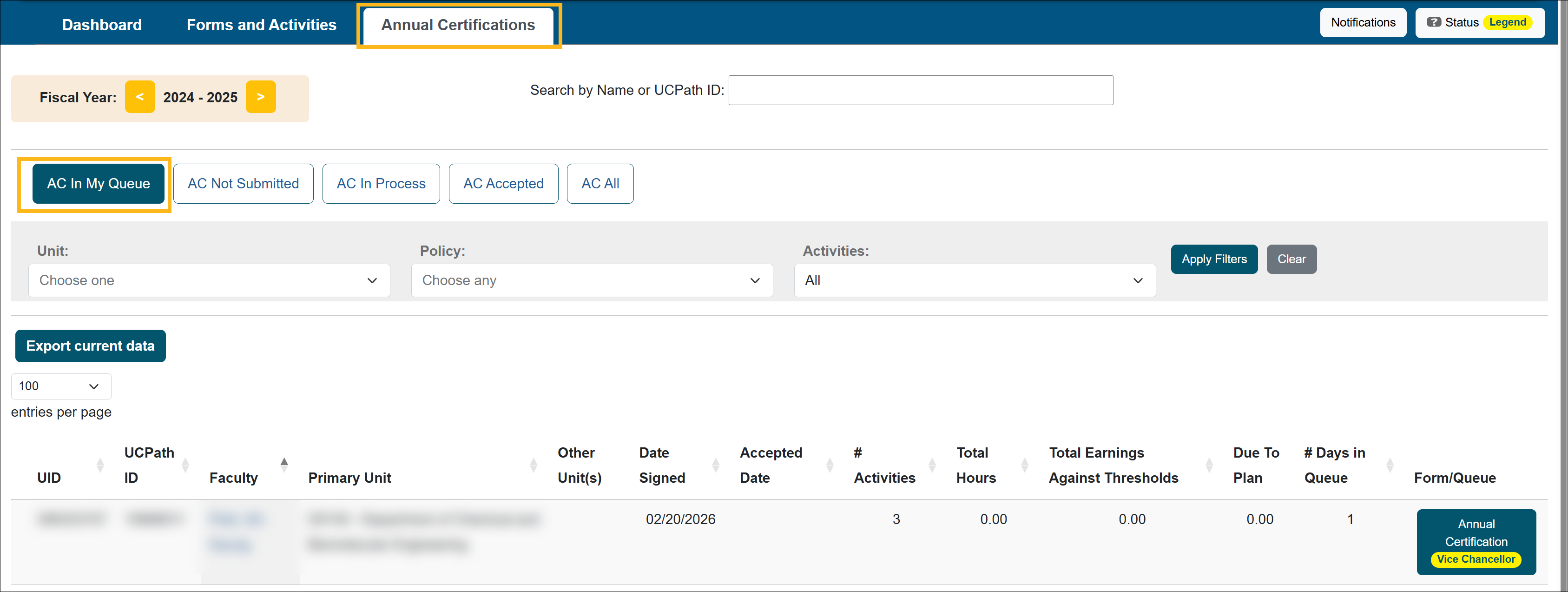 Annual Certifications section