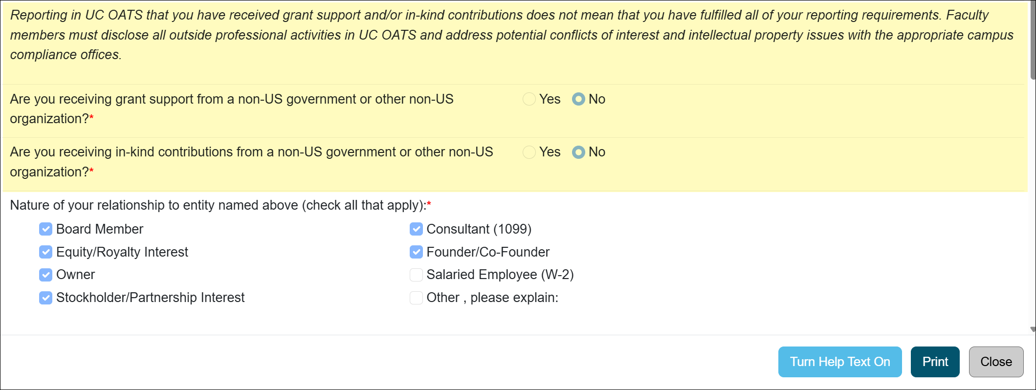 Locate faculty with Category I forms with in-kind questions