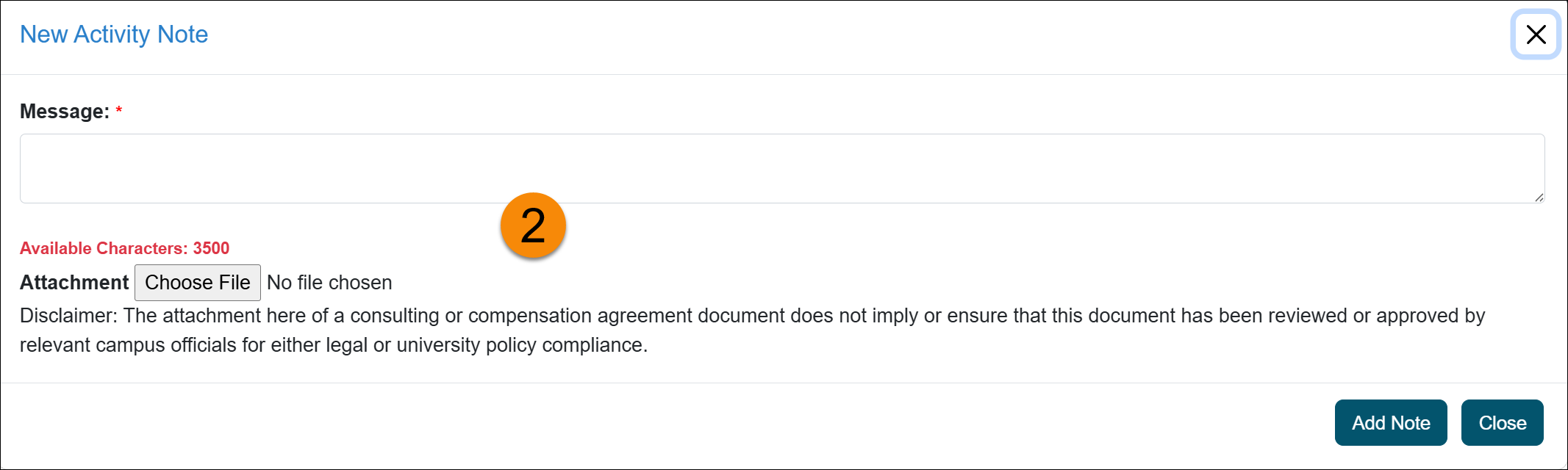 New activity note section