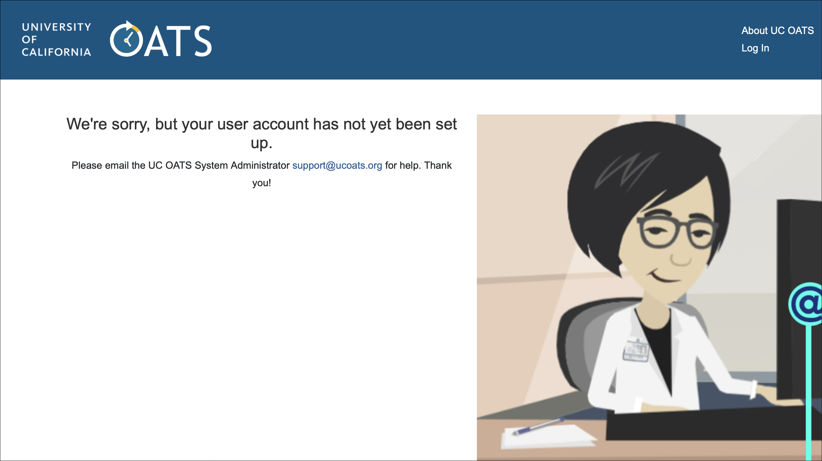 UC OATS Login not created page