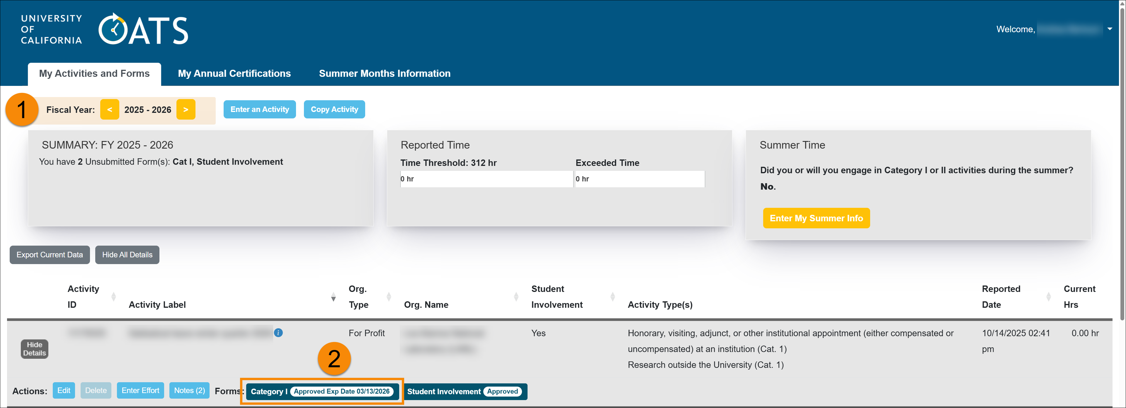 Approved Category I form