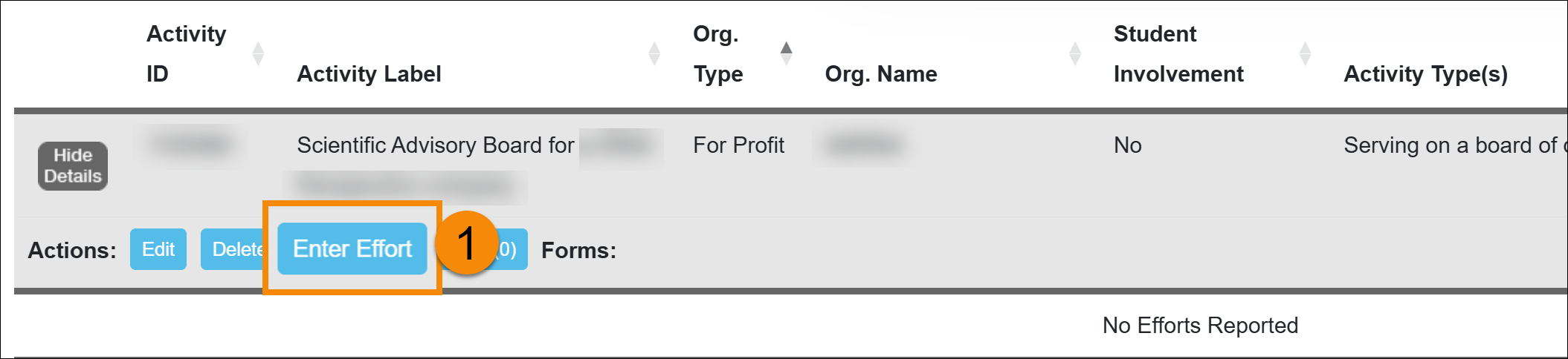 The report effort button