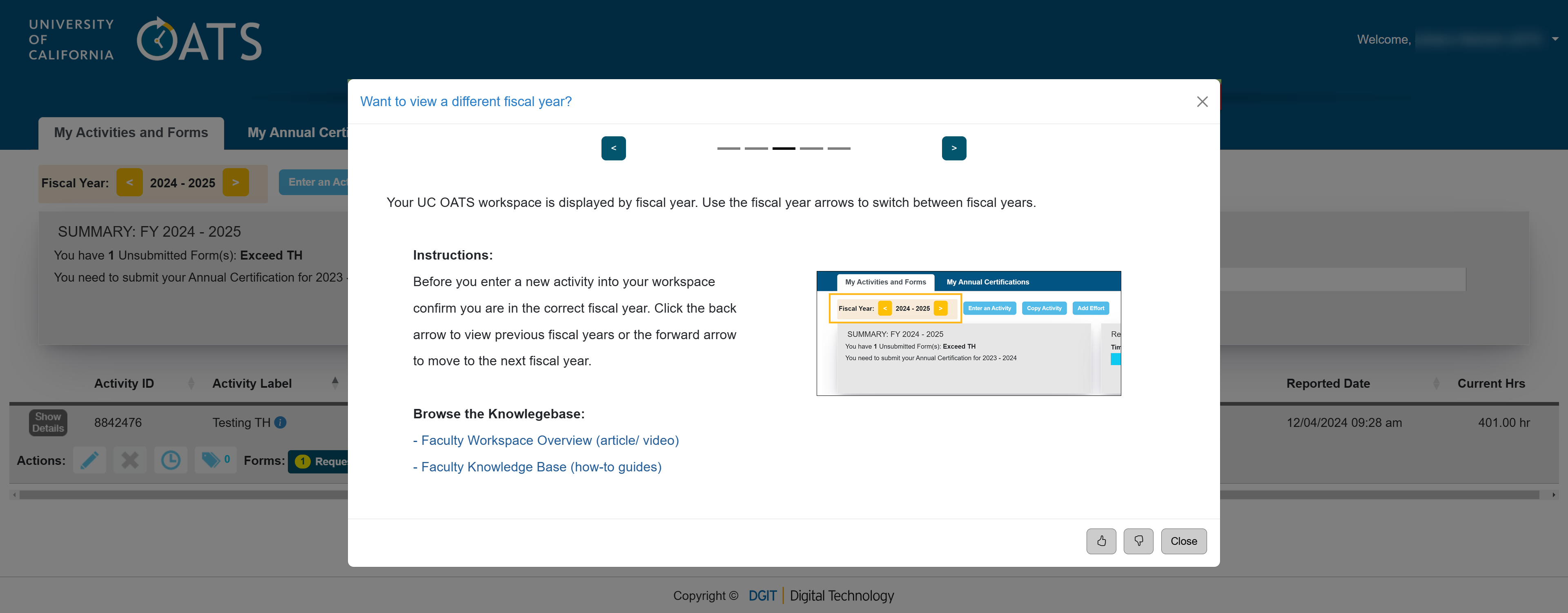 Tips of the day popup