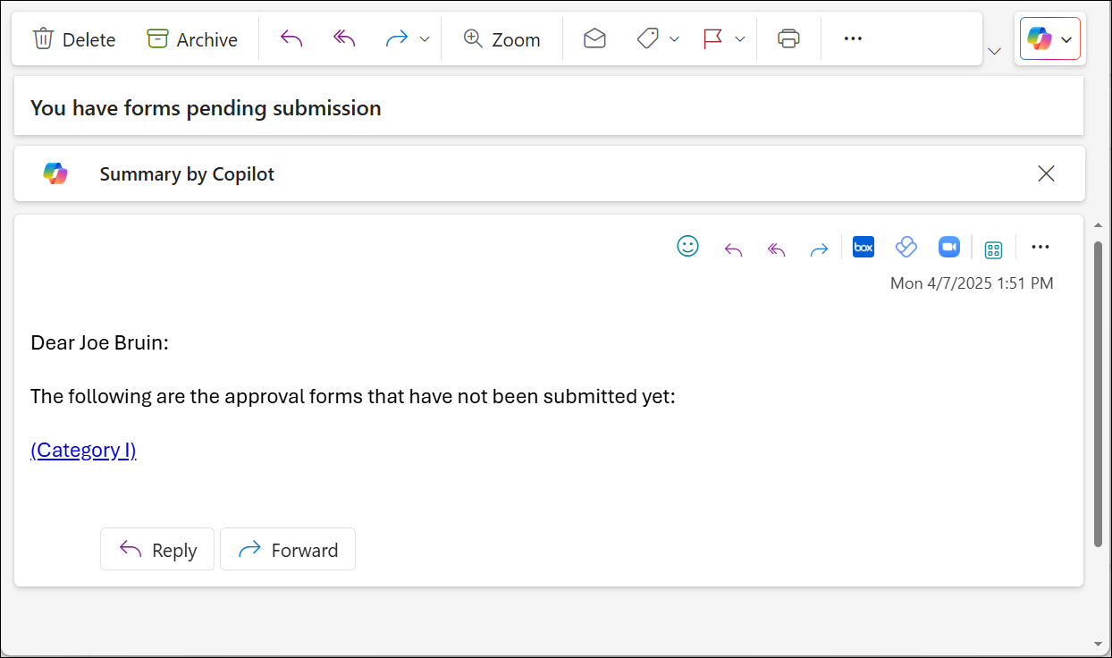 Example of a weekly email reminder email