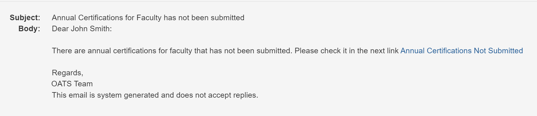 AC Watchlist email example