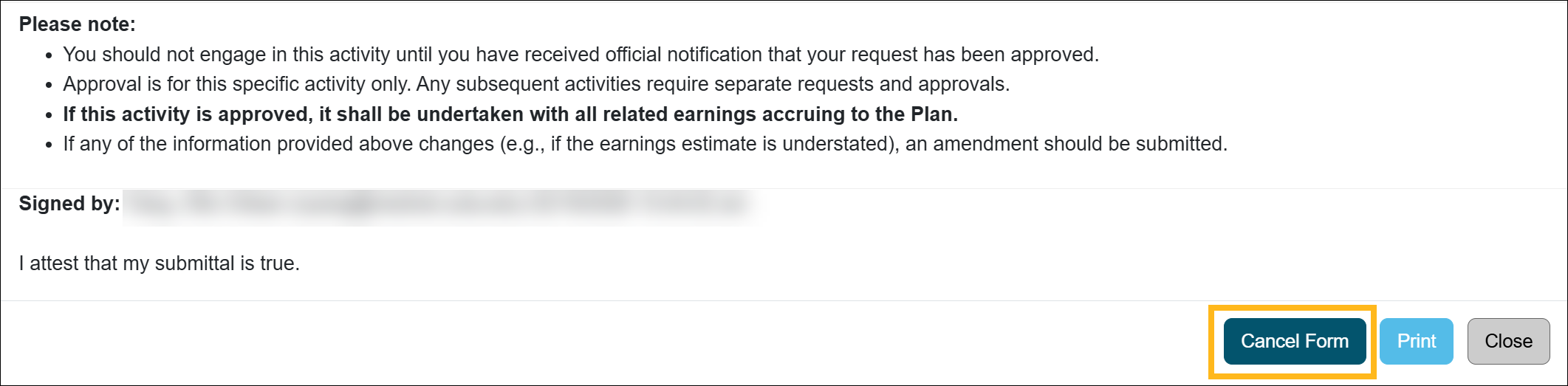 Exeed TH form cancel button