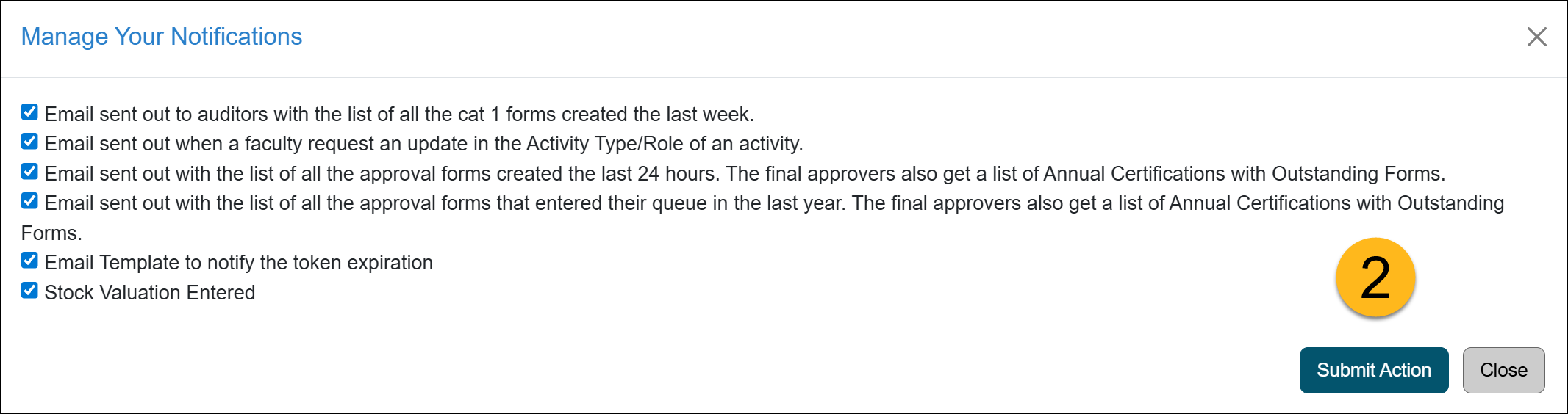 Notification options
