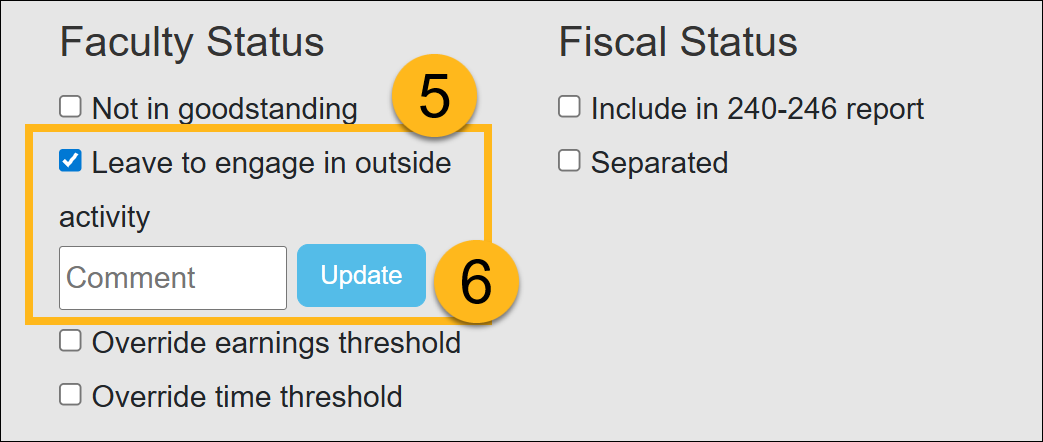 Faculty on leave - Faculty status section