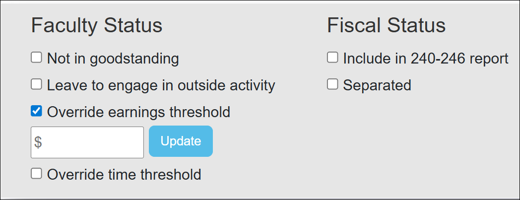 Override earnings threshold