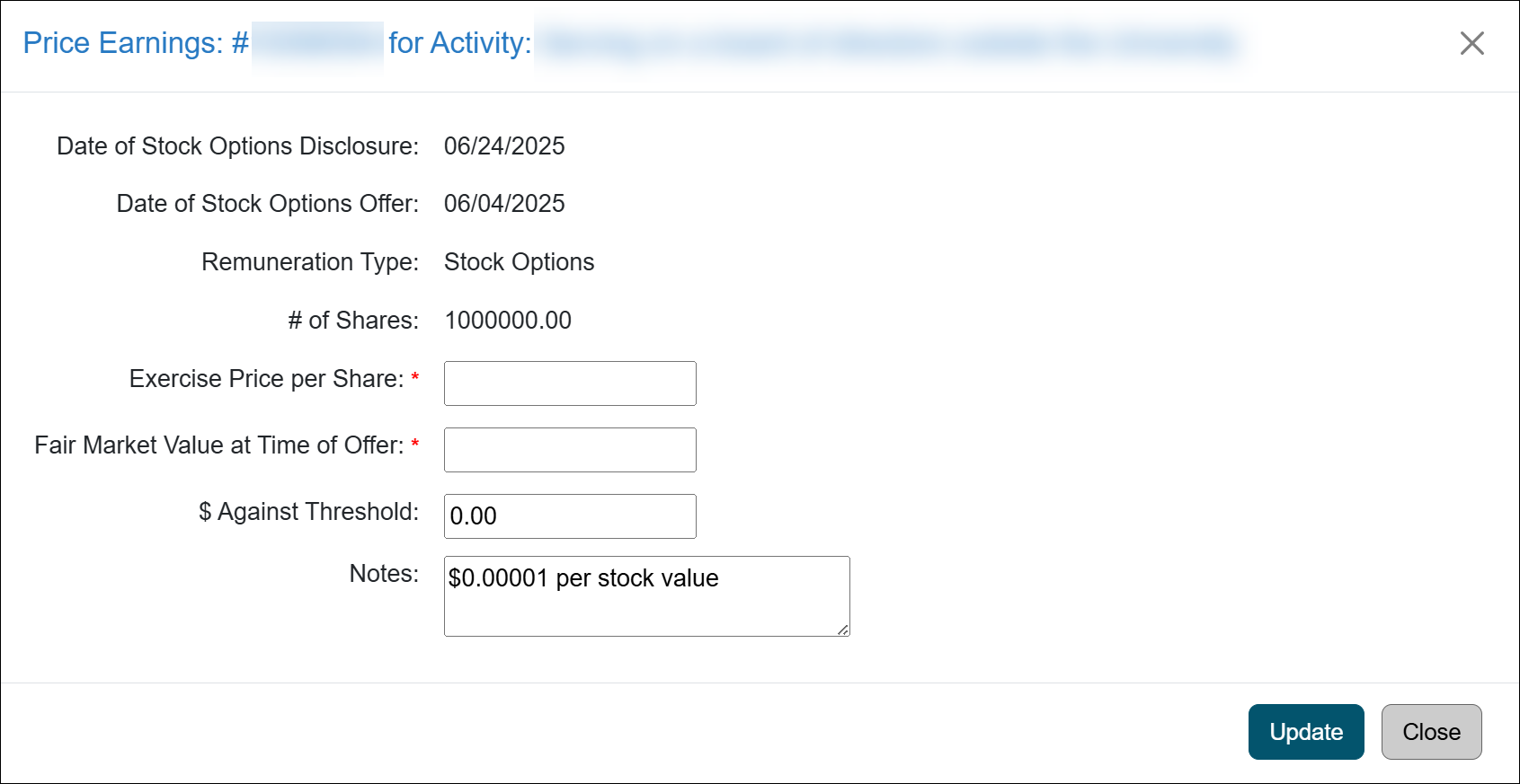 Stock evaluation email