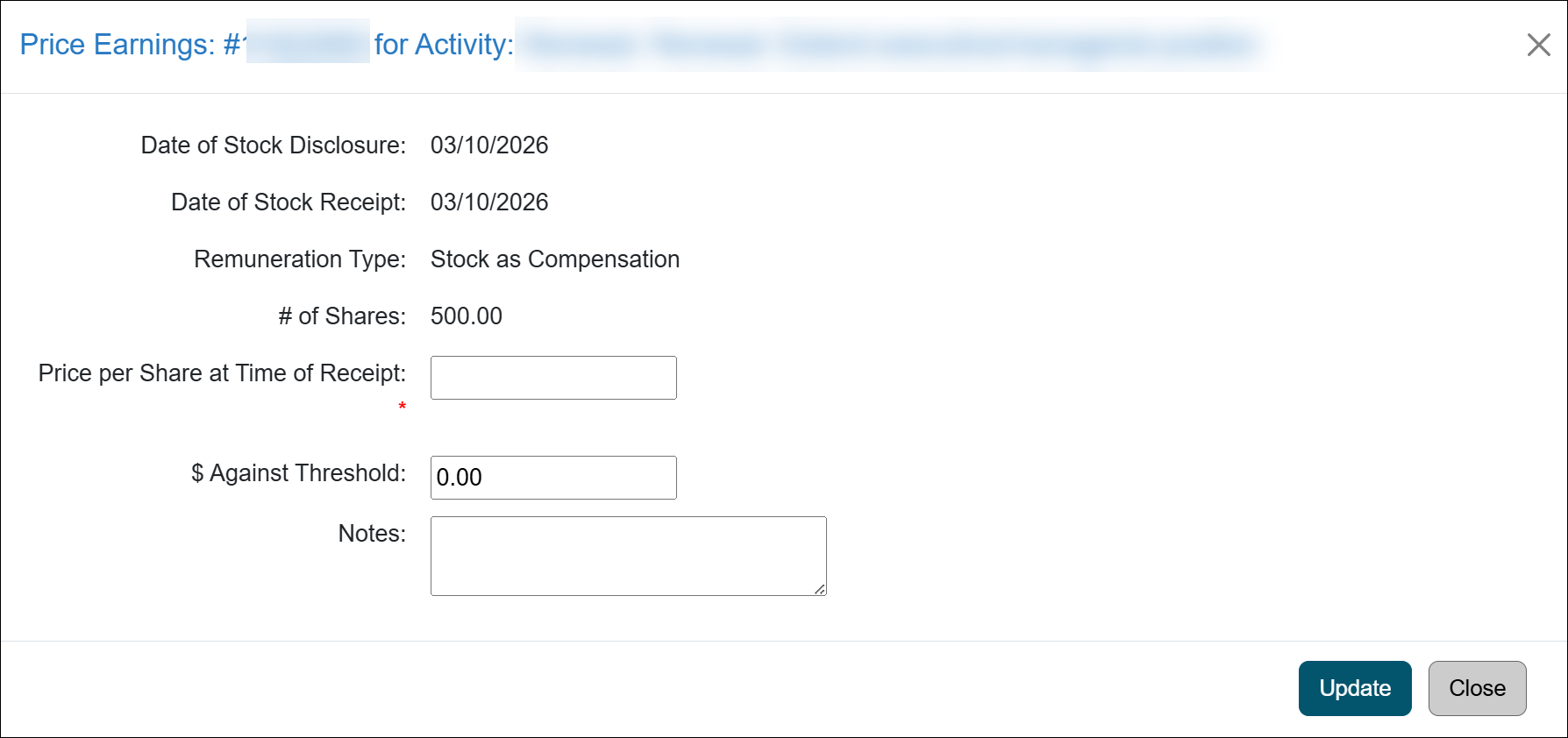 Stock evaluation email