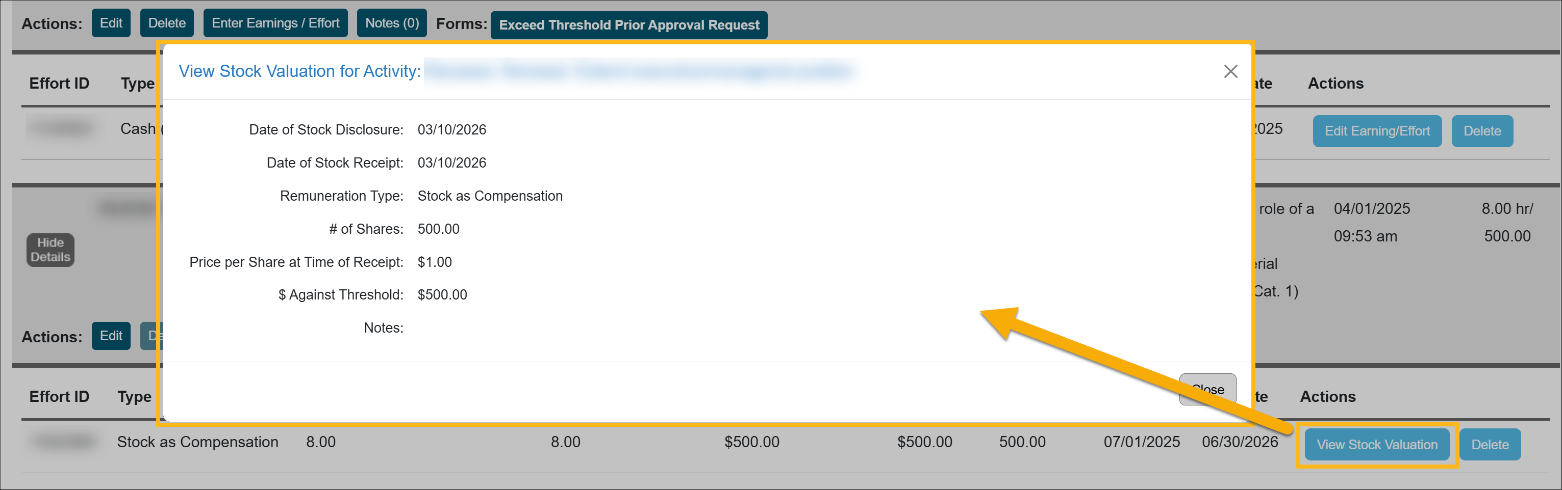 Stock evaluation email