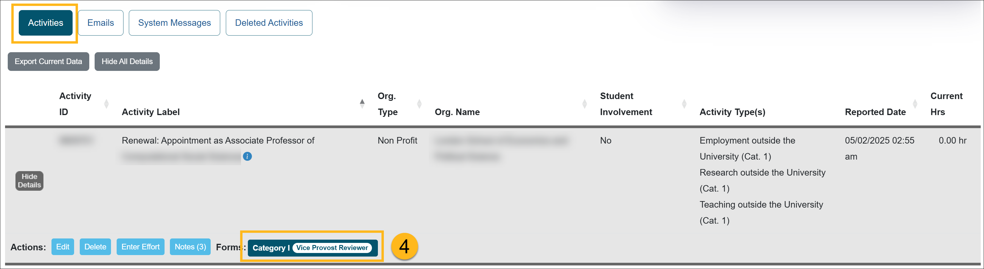 Faculty details page - category I form