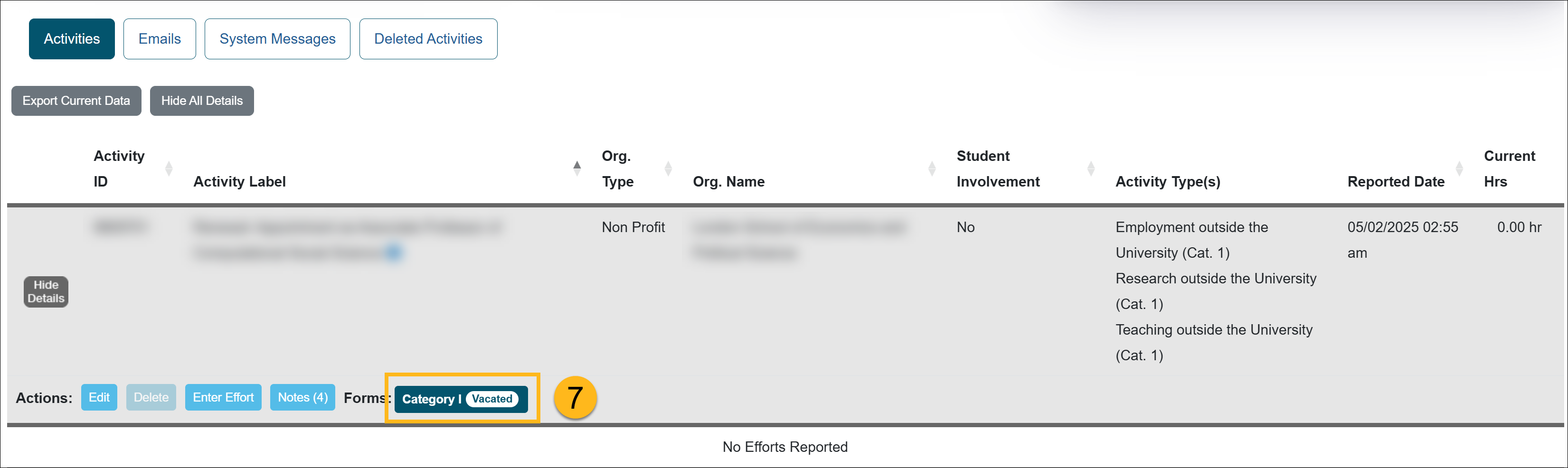 category I form vacated