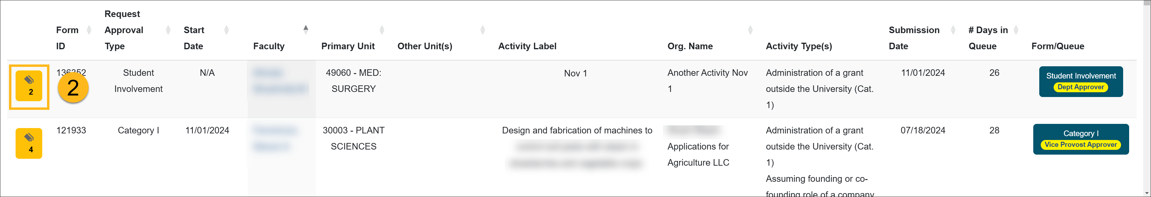 Activity with the notes field highlighted