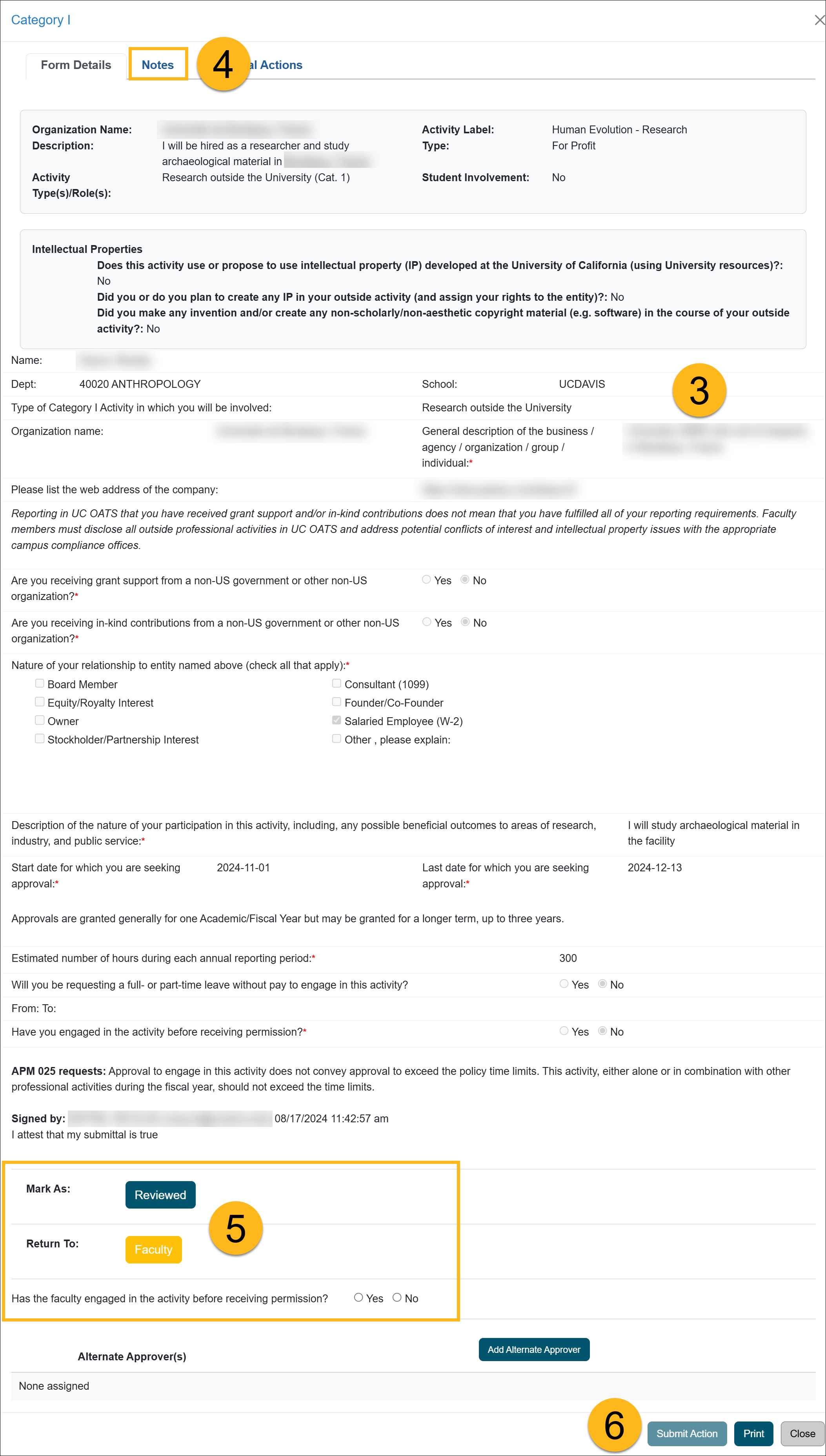 Top half of the category 1 form