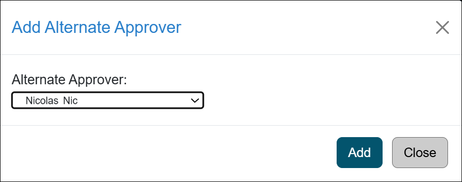 Alternate approver dropdown menu