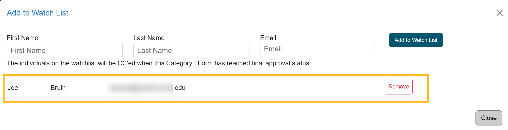 Top half of the category 1 form