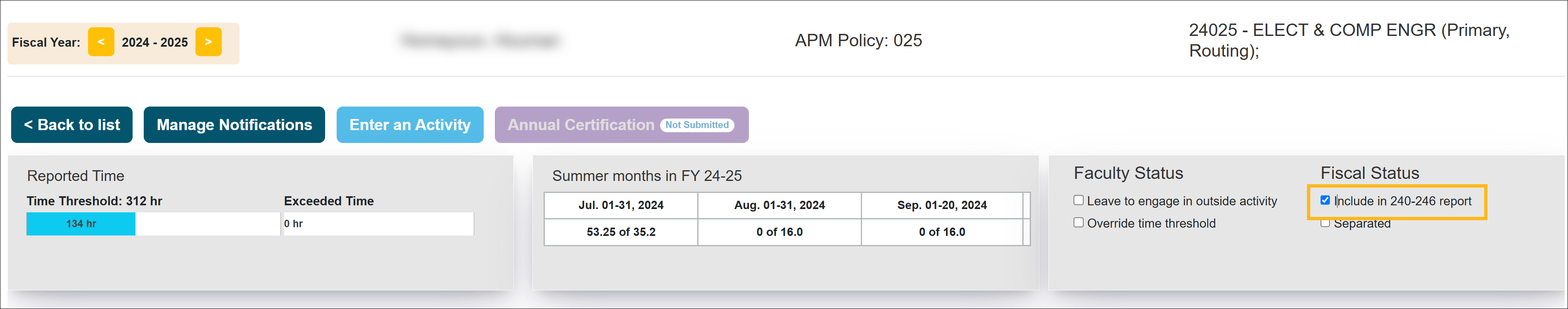 Faculty details page