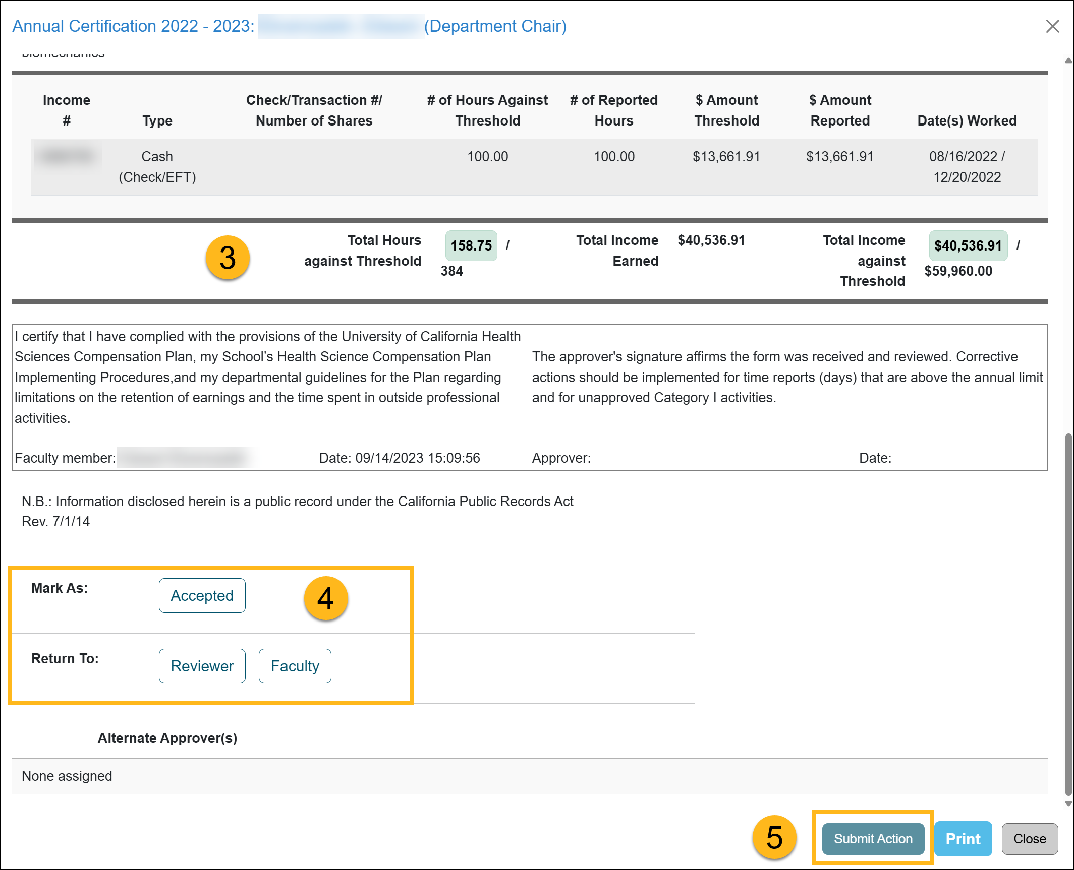 UC OATS Reviewer workspace.