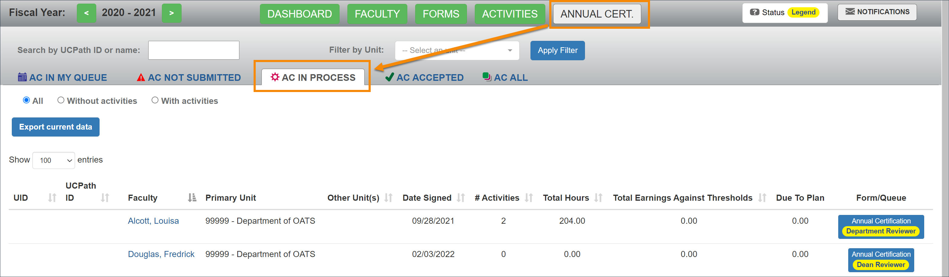 Forms in process report