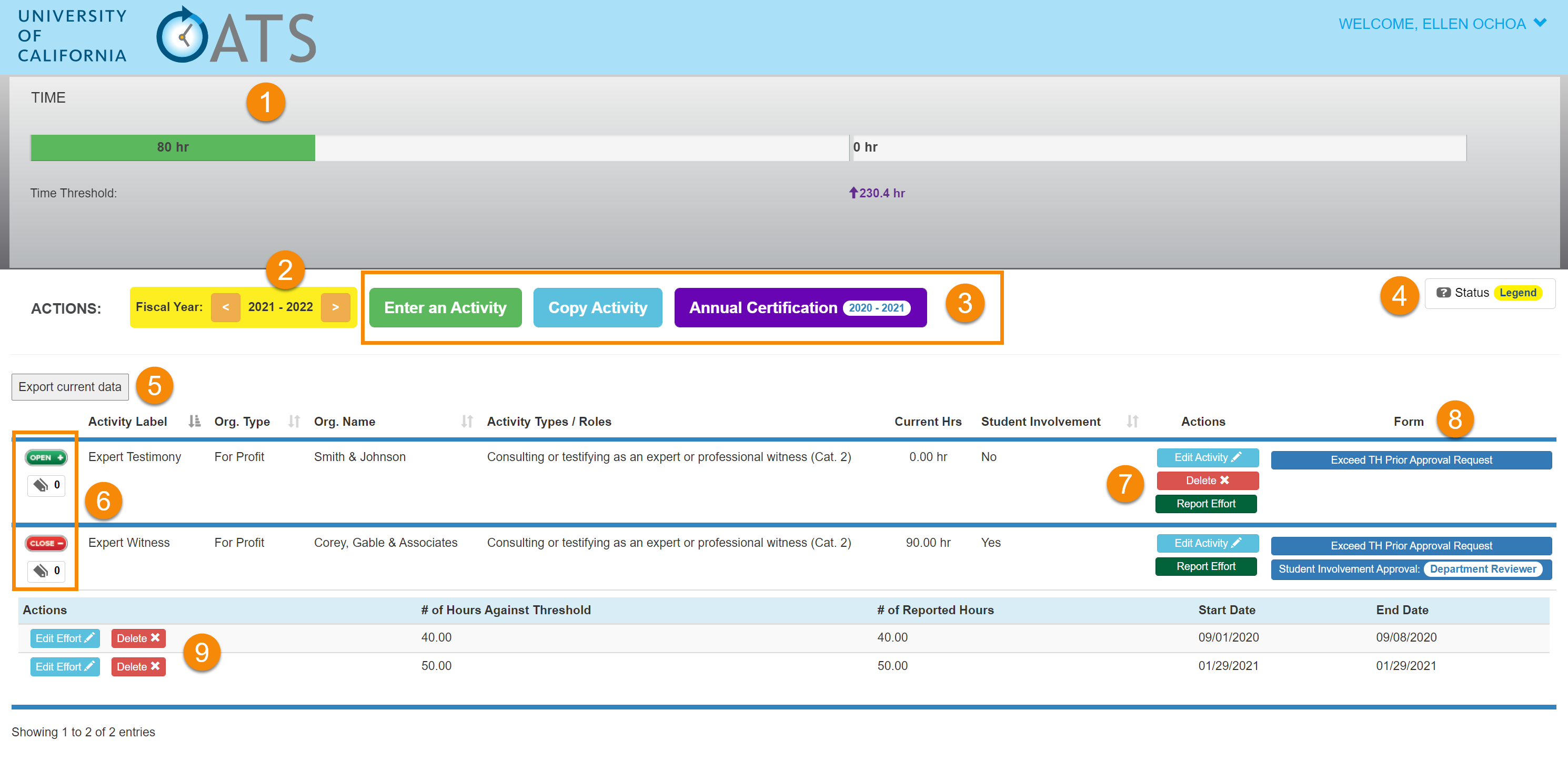 University of California Outside Activities Tracking System